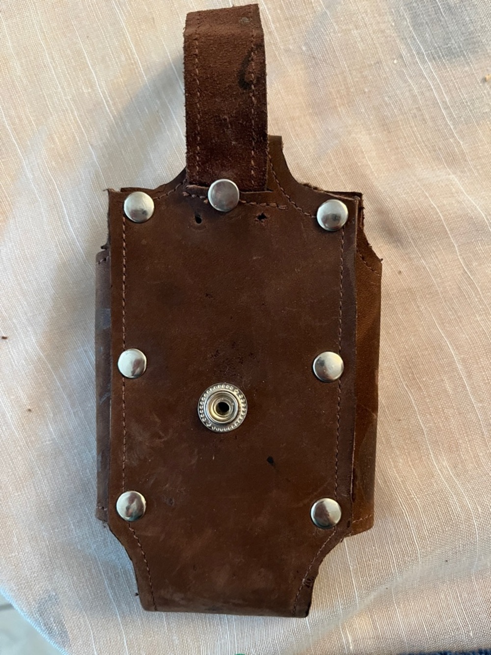 Brown Suede Leather Belt Holster with Decorative Concho - Picture 4 of 6